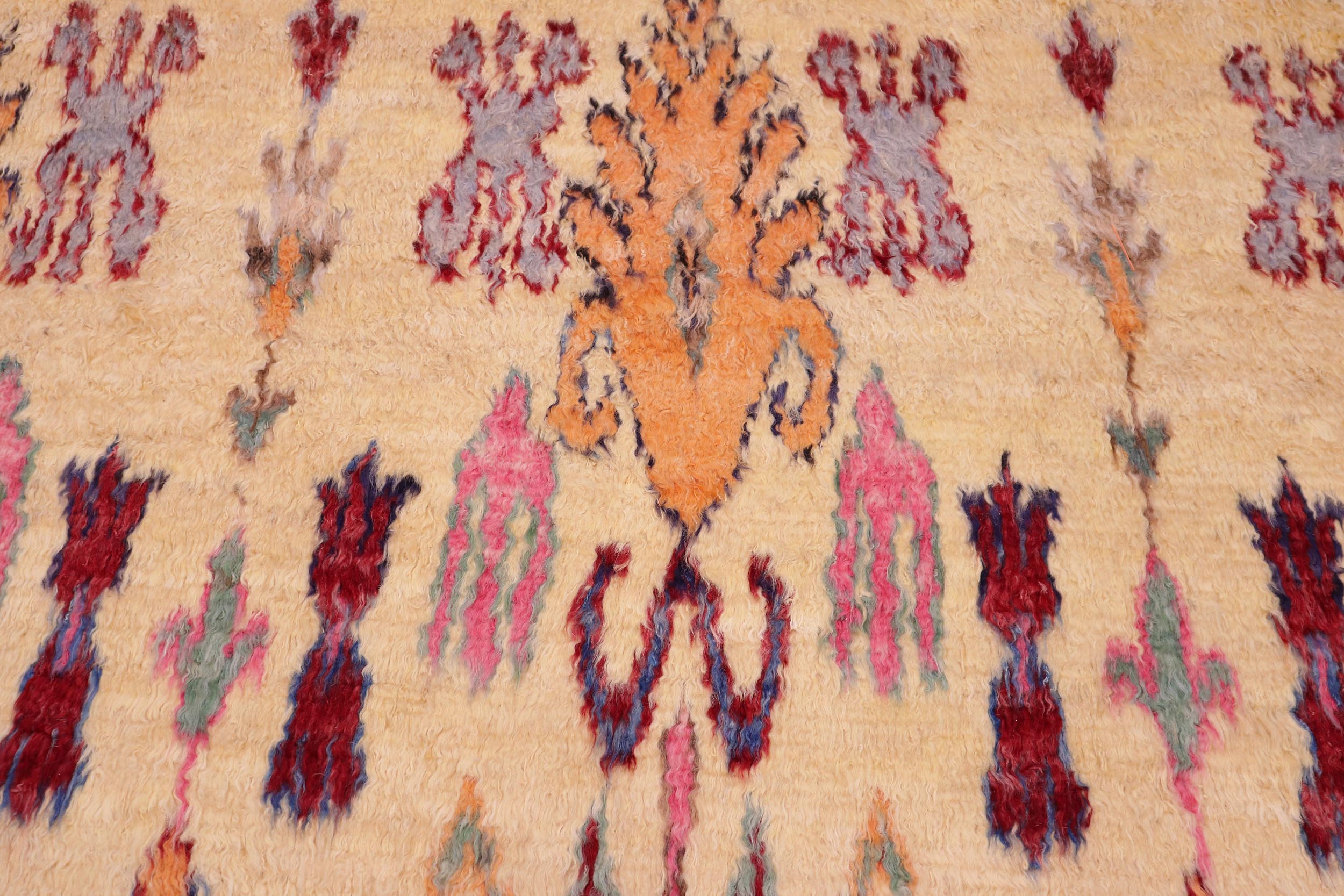 handmade Geometric Moroccan Lt. Gold Red Hand Knotted RECTANGLE 100% WOOL area rug 5' x 7'