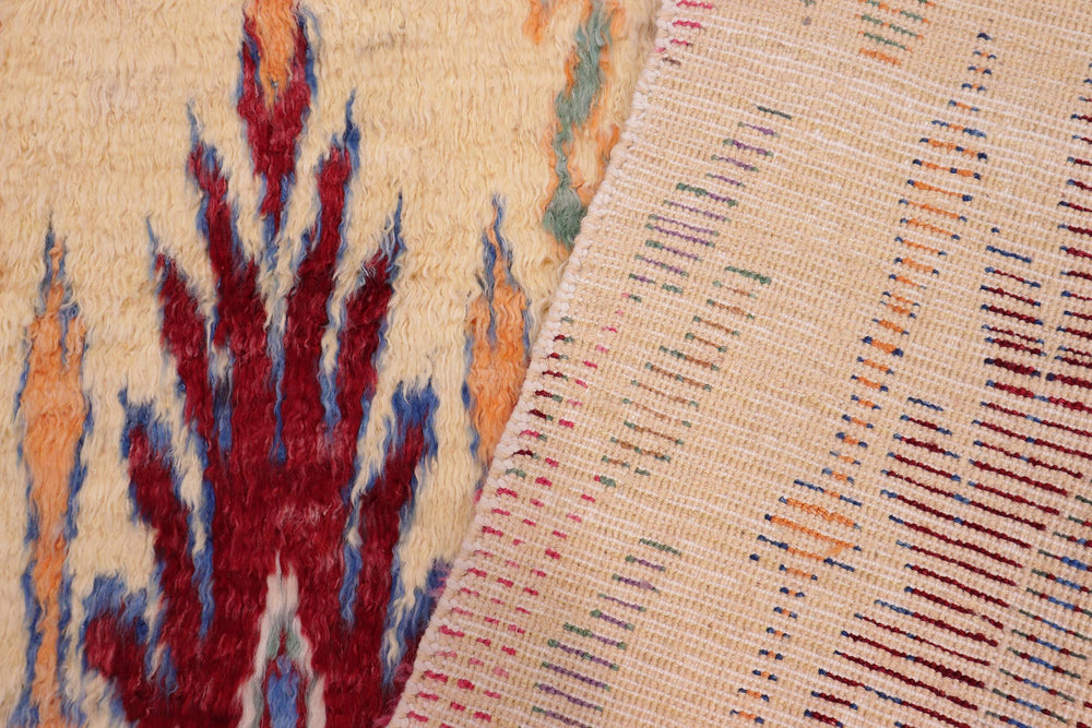 handmade Geometric Moroccan Lt. Gold Red Hand Knotted RECTANGLE 100% WOOL area rug 5' x 7'