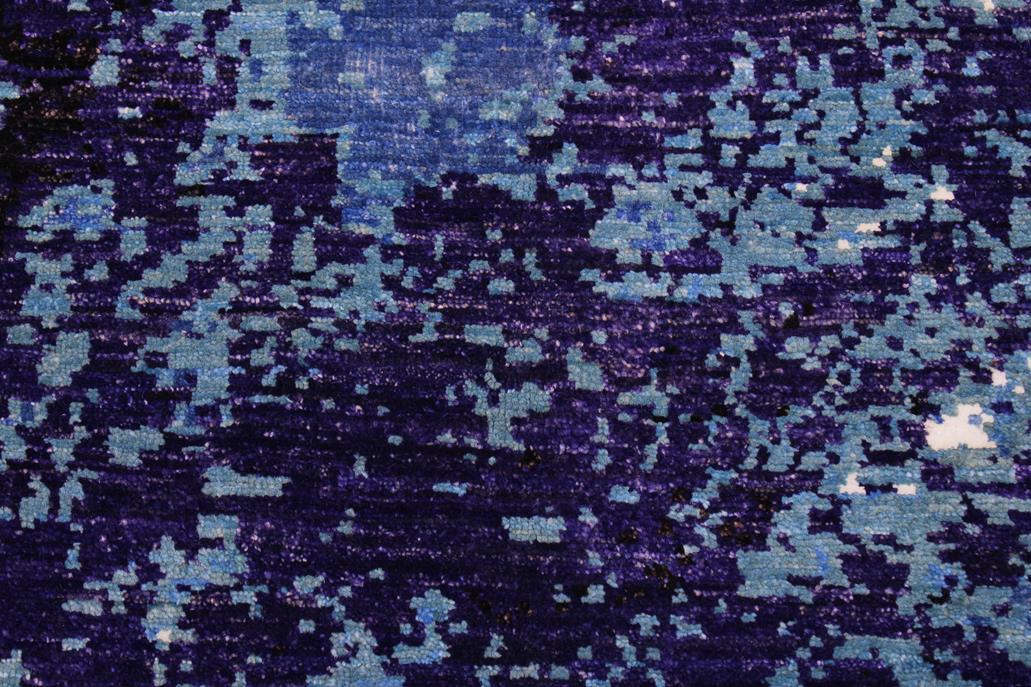 handmade Modern Kafkaz Blue Ivory Hand Knotted RECTANGLE WOOL&SILK area rug 6 x 9