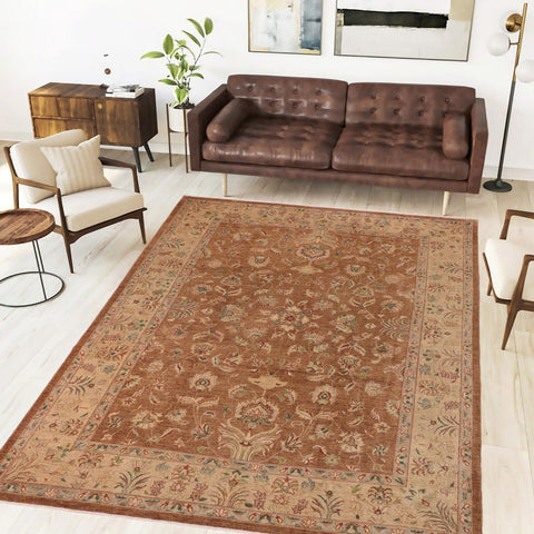 handmade Traditional Kafkaz Brown Tan Hand Knotted RECTANGLE 100% WOOL area rug 10x13