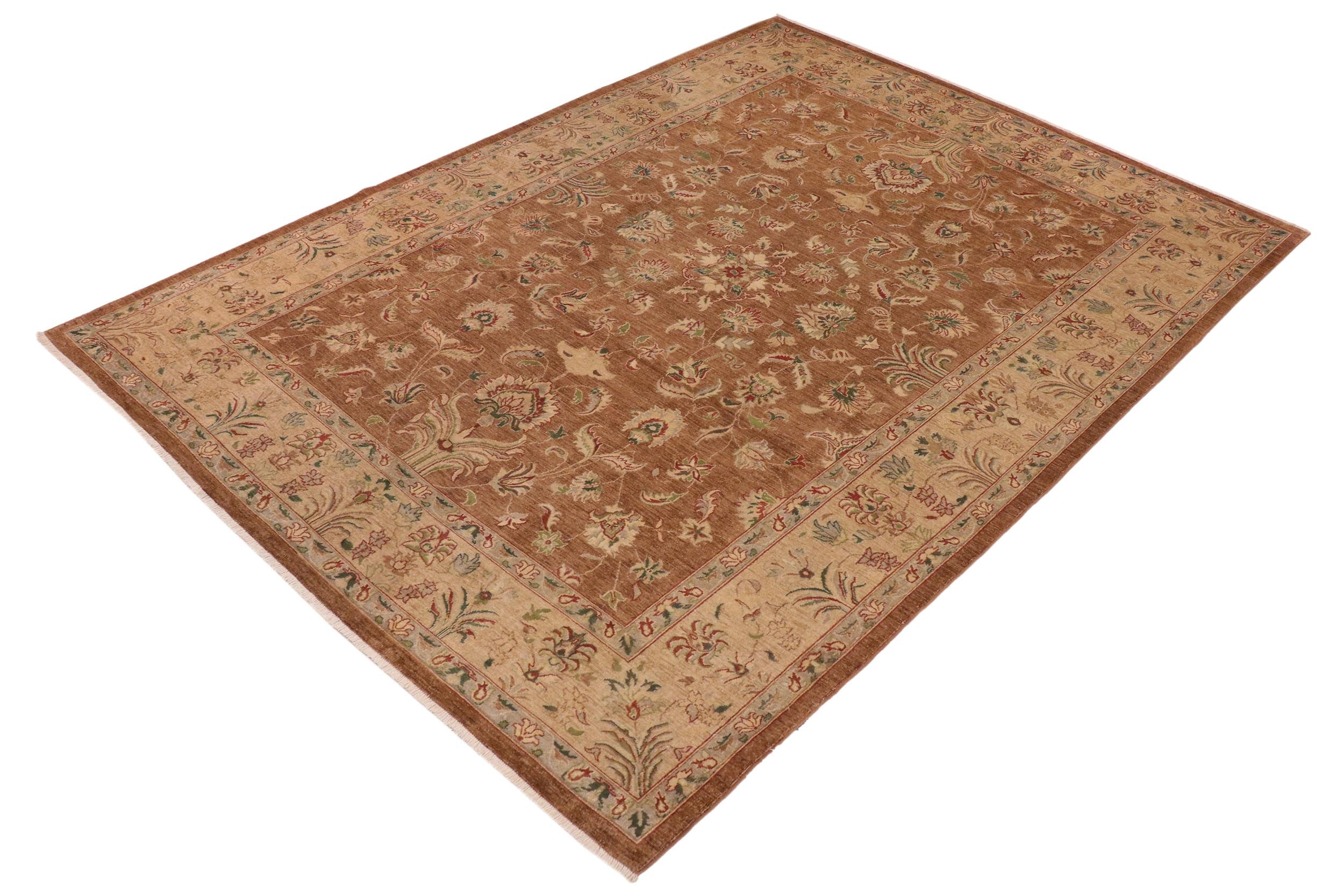 handmade Traditional Kafkaz Brown Tan Hand Knotted RECTANGLE 100% WOOL area rug 10x13