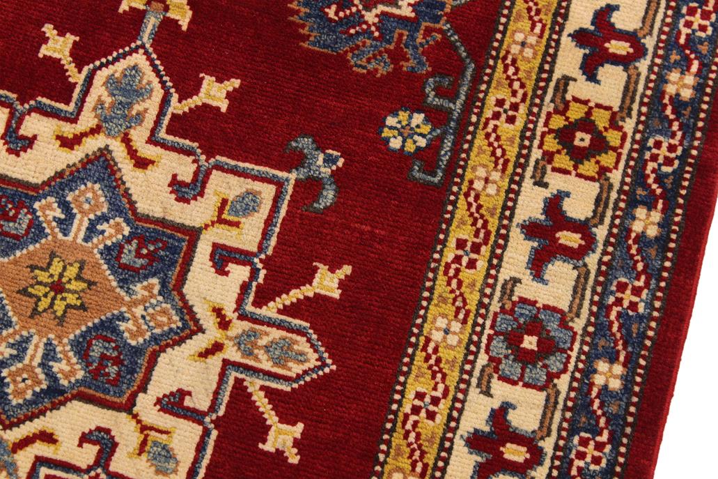 handmade Geometric Kazak Red Ivory Hand Knotted RUNNER 100% WOOL area rug 2x10