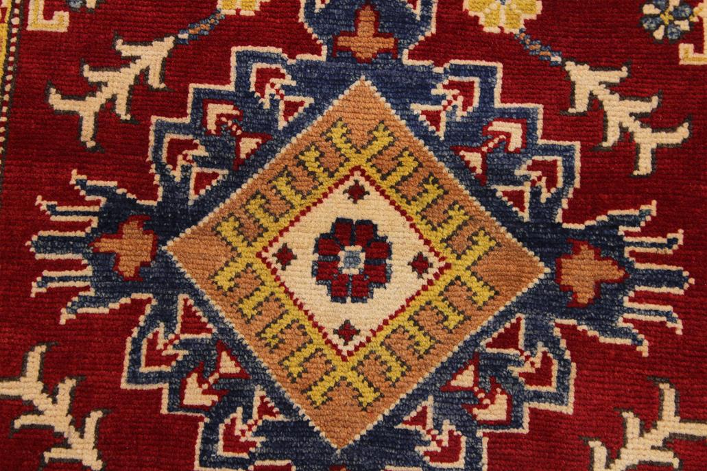 handmade Geometric Kazak Red Ivory Hand Knotted RUNNER 100% WOOL area rug 2x10