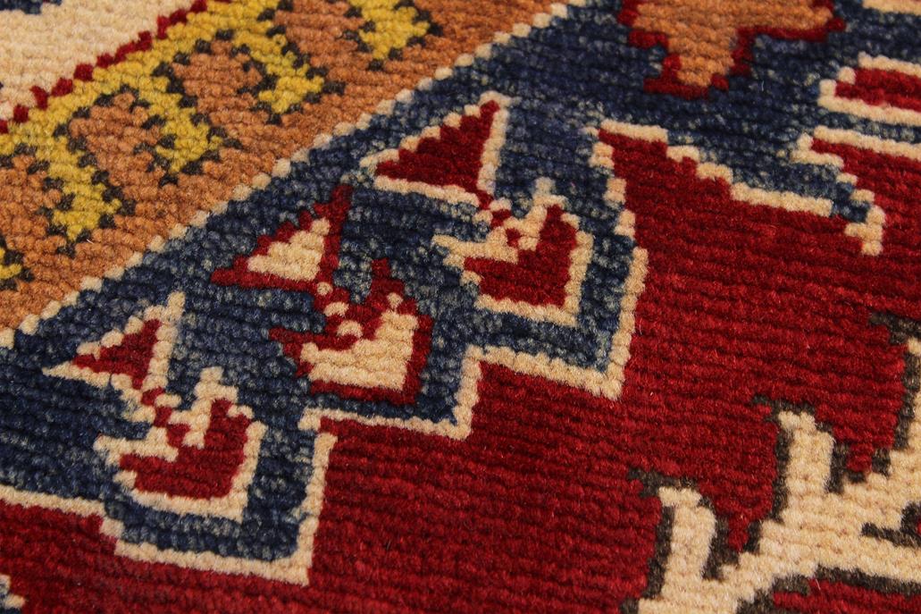 handmade Geometric Kazak Red Ivory Hand Knotted RUNNER 100% WOOL area rug 2x10