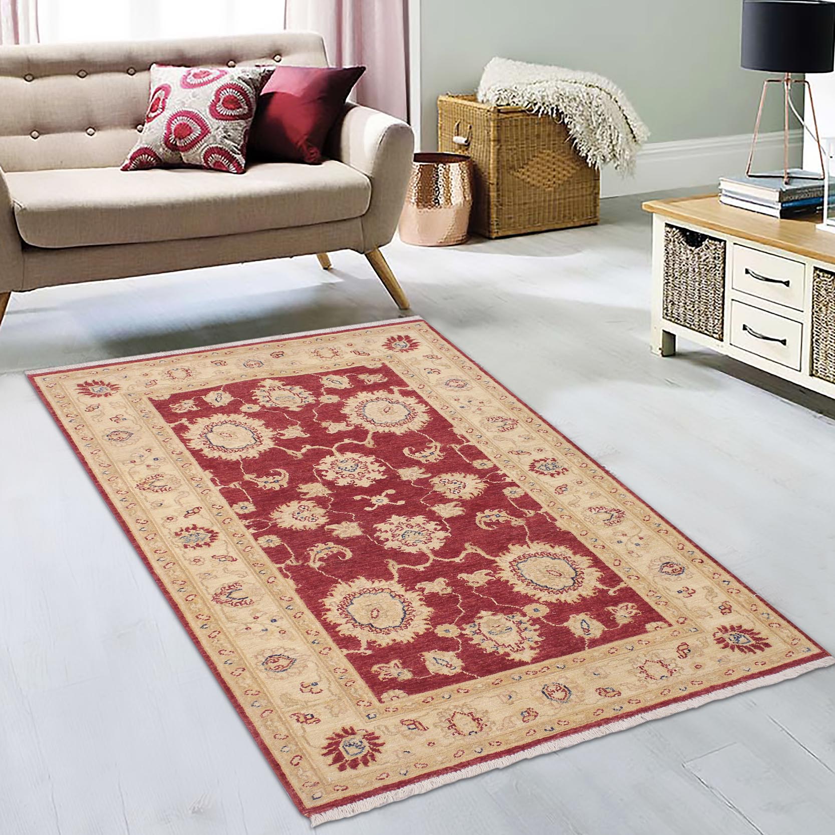 handmade Traditional Kafkaz Red Ivory Hand Knotted RECTANGLE 100% WOOL area rug 3x5
