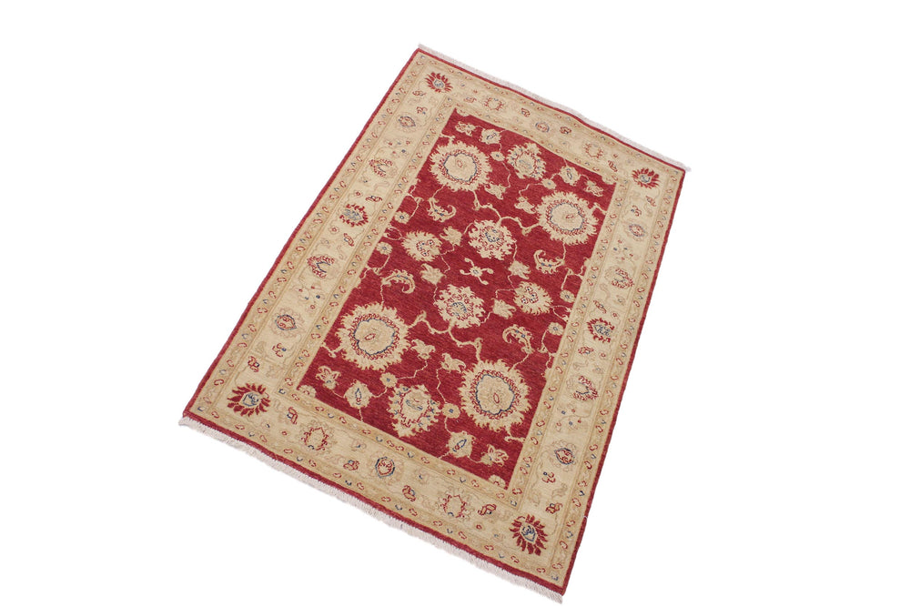 handmade Traditional Kafkaz Red Ivory Hand Knotted RECTANGLE 100% WOOL area rug 3x5