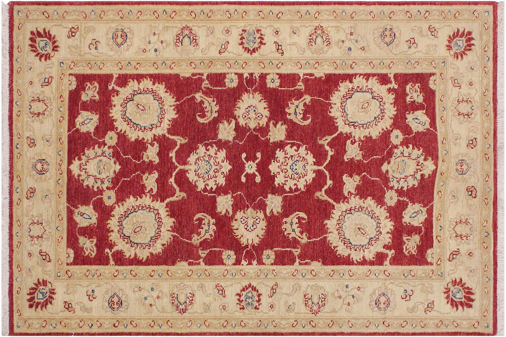 handmade Traditional Kafkaz Red Ivory Hand Knotted RECTANGLE 100% WOOL area rug 3x5