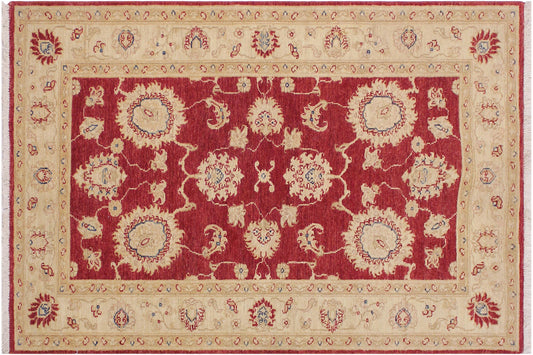 handmade Traditional Kafkaz Red Ivory Hand Knotted RECTANGLE 100% WOOL area rug 3x5