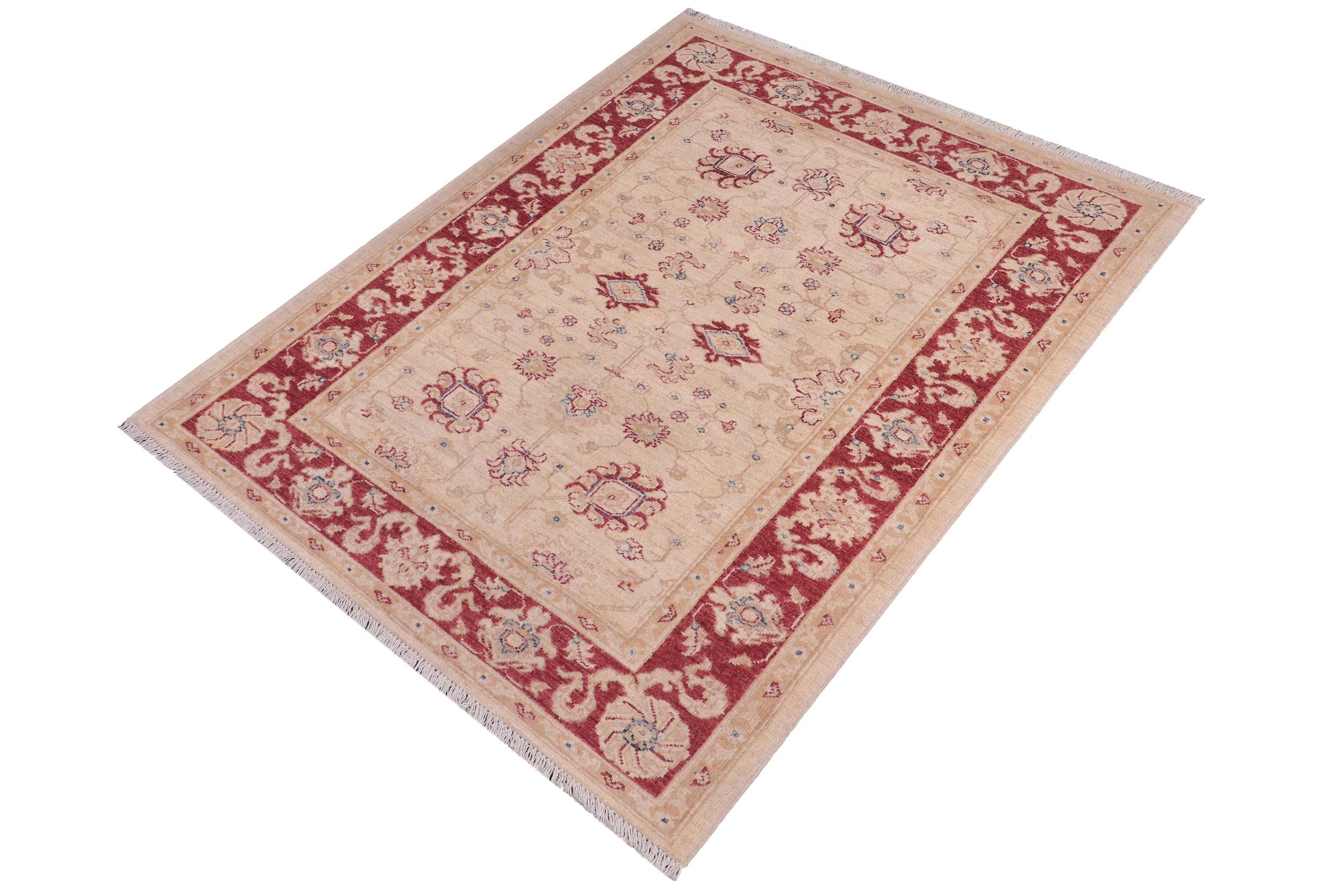 handmade Traditional Kafkaz Ivory Red Hand Knotted RECTANGLE 100% WOOL area rug 3x5