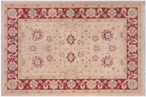 handmade Traditional Kafkaz Ivory Red Hand Knotted RECTANGLE 100% WOOL area rug 3x5