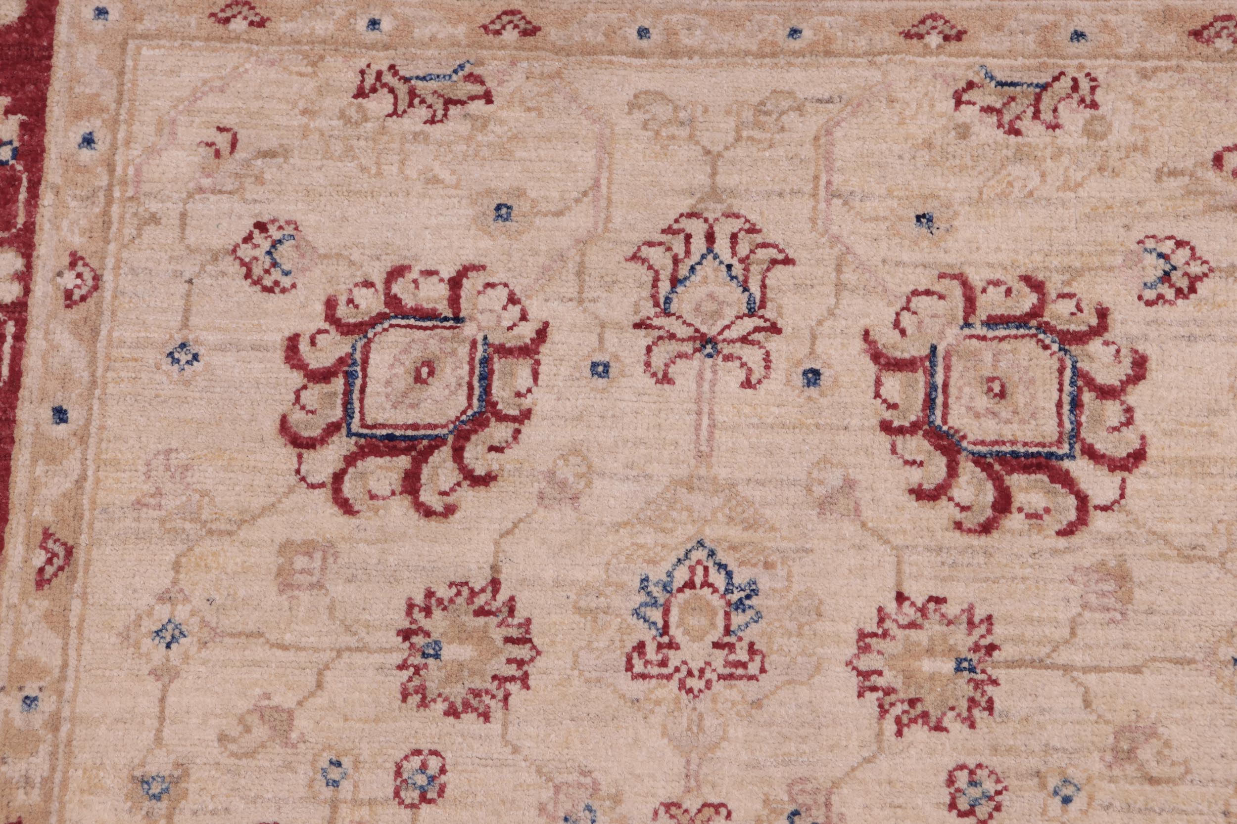 handmade Traditional Kafkaz Ivory Red Hand Knotted RECTANGLE 100% WOOL area rug 3x5