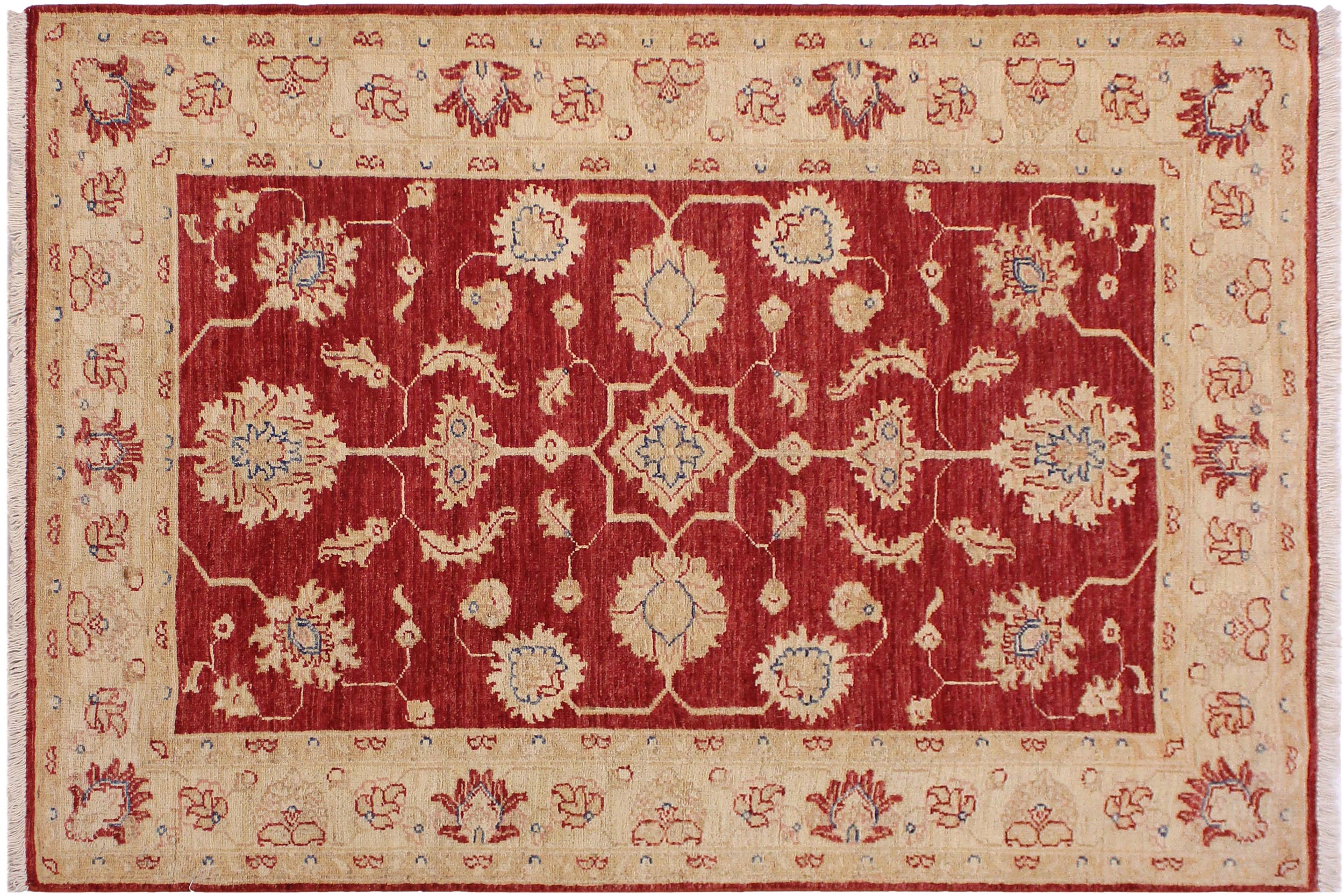 handmade Traditional Kafkaz Red Ivory Hand Knotted RECTANGLE 100% WOOL area rug 3x5