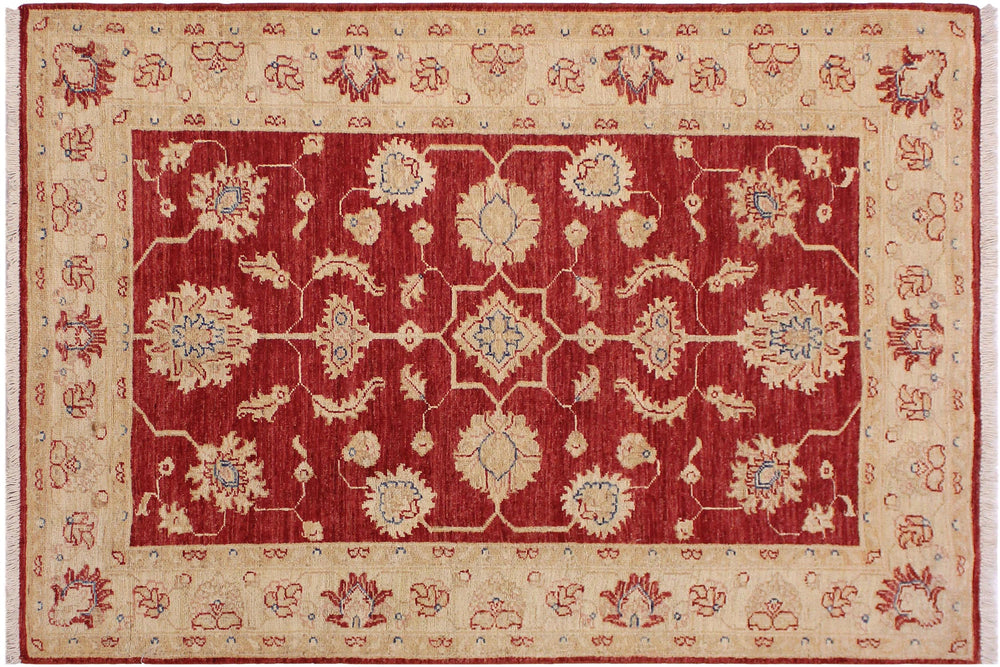handmade Traditional Kafkaz Red Ivory Hand Knotted RECTANGLE 100% WOOL area rug 3x5