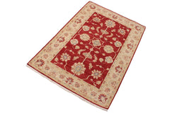 handmade Traditional Kafkaz Red Ivory Hand Knotted RECTANGLE 100% WOOL area rug 3 x 5