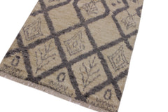 handmade Geometric Moroccan Ivory Grey Hand Knotted RECTANGLE 100% WOOL area rug 4' x 6'