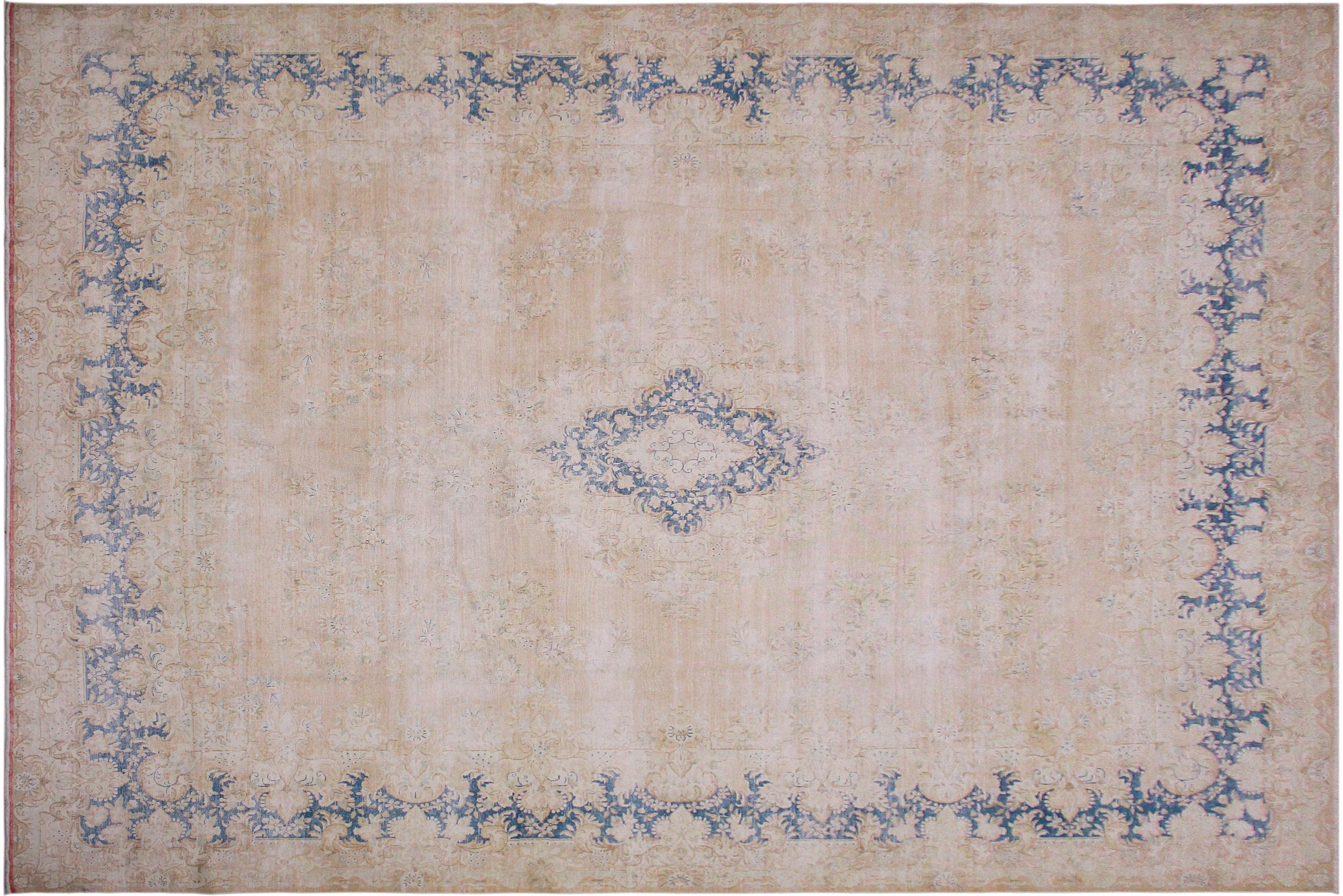handmade Vintage Vintage Brown Blue Hand Knotted RECTANGLE 100% WOOL area rug 10' x 13'