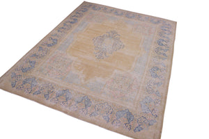 handmade Vintage Vintage Brown Blue Hand Knotted RECTANGLE 100% WOOL area rug 10' x 13'