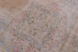handmade Vintage Vintage Brown Blue Hand Knotted RECTANGLE 100% WOOL area rug 10' x 13'