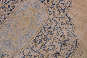 handmade Vintage Vintage Brown Blue Hand Knotted RECTANGLE 100% WOOL area rug 10' x 13'