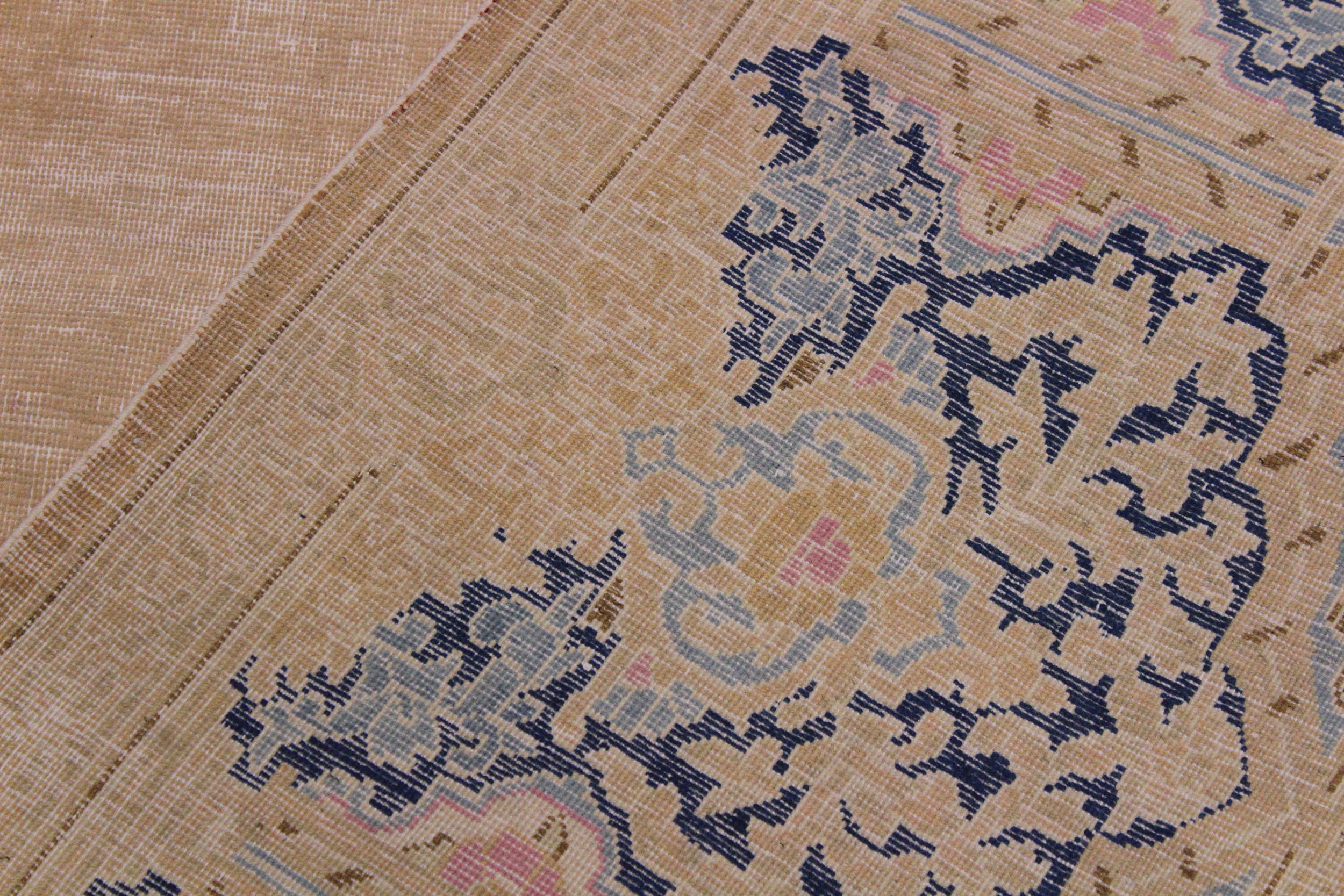 handmade Vintage Vintage Brown Blue Hand Knotted RECTANGLE 100% WOOL area rug 10' x 13'