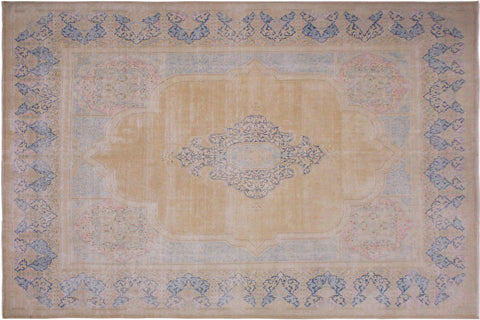 handmade Vintage Vintage Brown Blue Hand Knotted RECTANGLE 100% WOOL area rug 10' x 13'