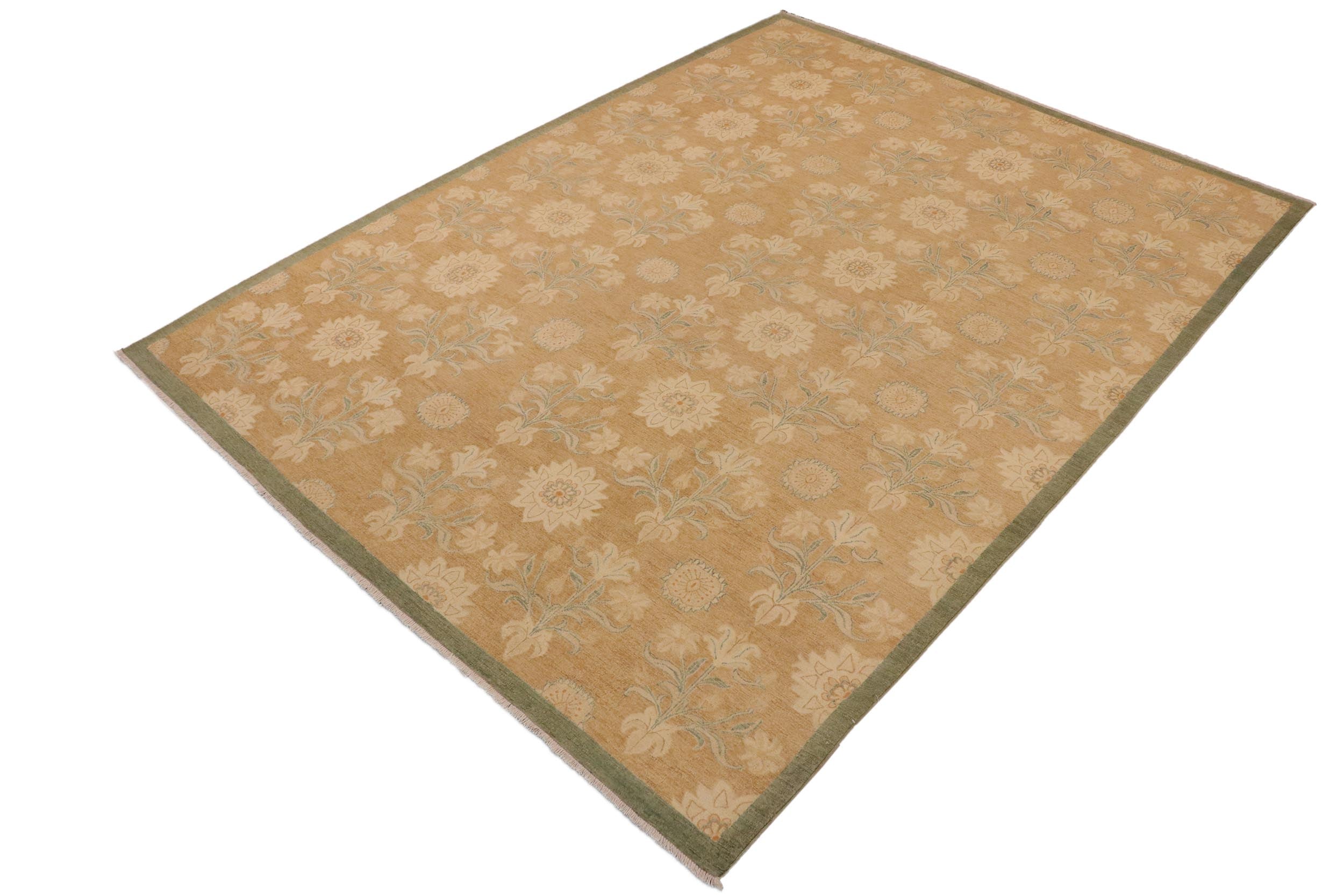 handmade Modern Kafkaz Brown Green Hand Knotted RECTANGLE 100% WOOL area rug 10' x 14'