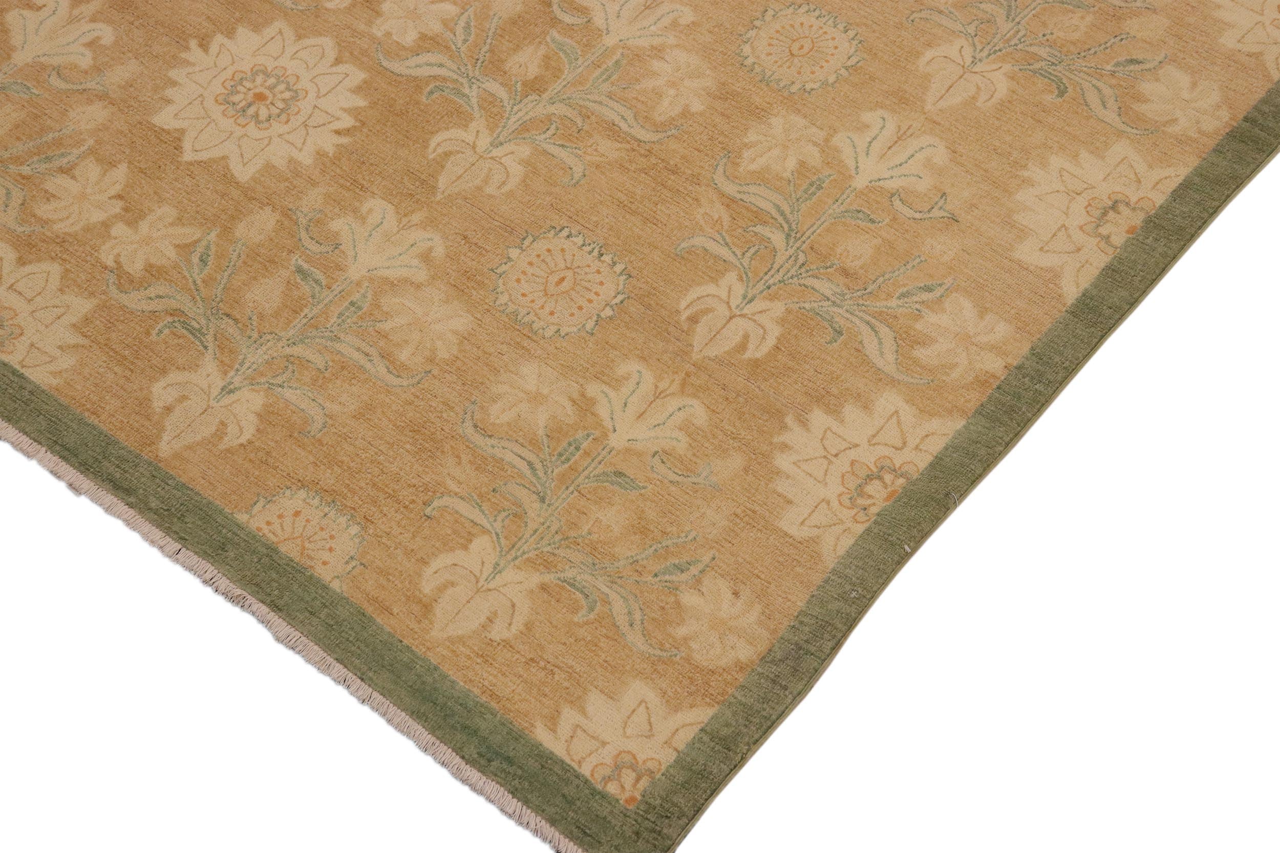 handmade Modern Kafkaz Brown Green Hand Knotted RECTANGLE 100% WOOL area rug 10' x 14'