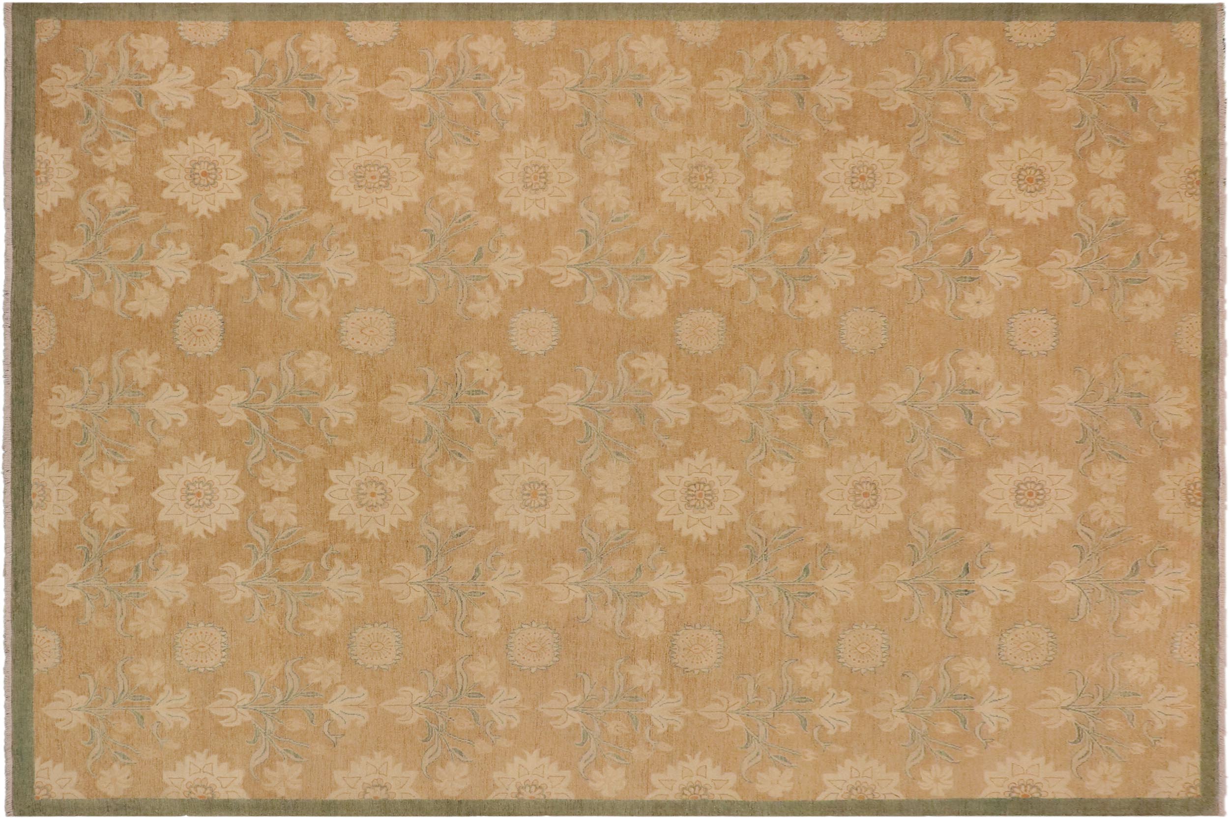 handmade Modern Kafkaz Brown Green Hand Knotted RECTANGLE 100% WOOL area rug 10' x 14'