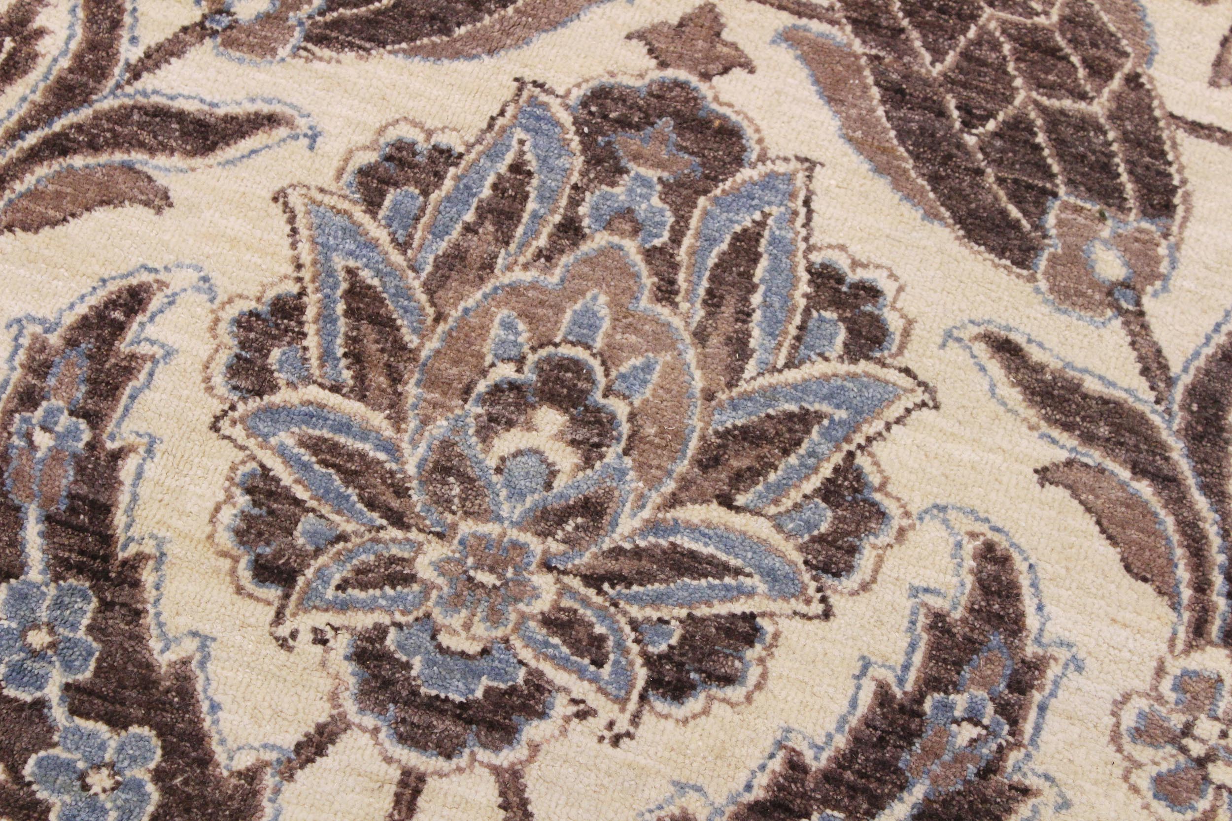 handmade Traditional Kafkaz Ivory Brown Hand Knotted ROUND 100% WOOL area rug 10' x 10'