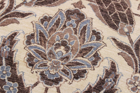 handmade Traditional Kafkaz Ivory Brown Hand Knotted ROUND 100% WOOL area rug 10' x 10'