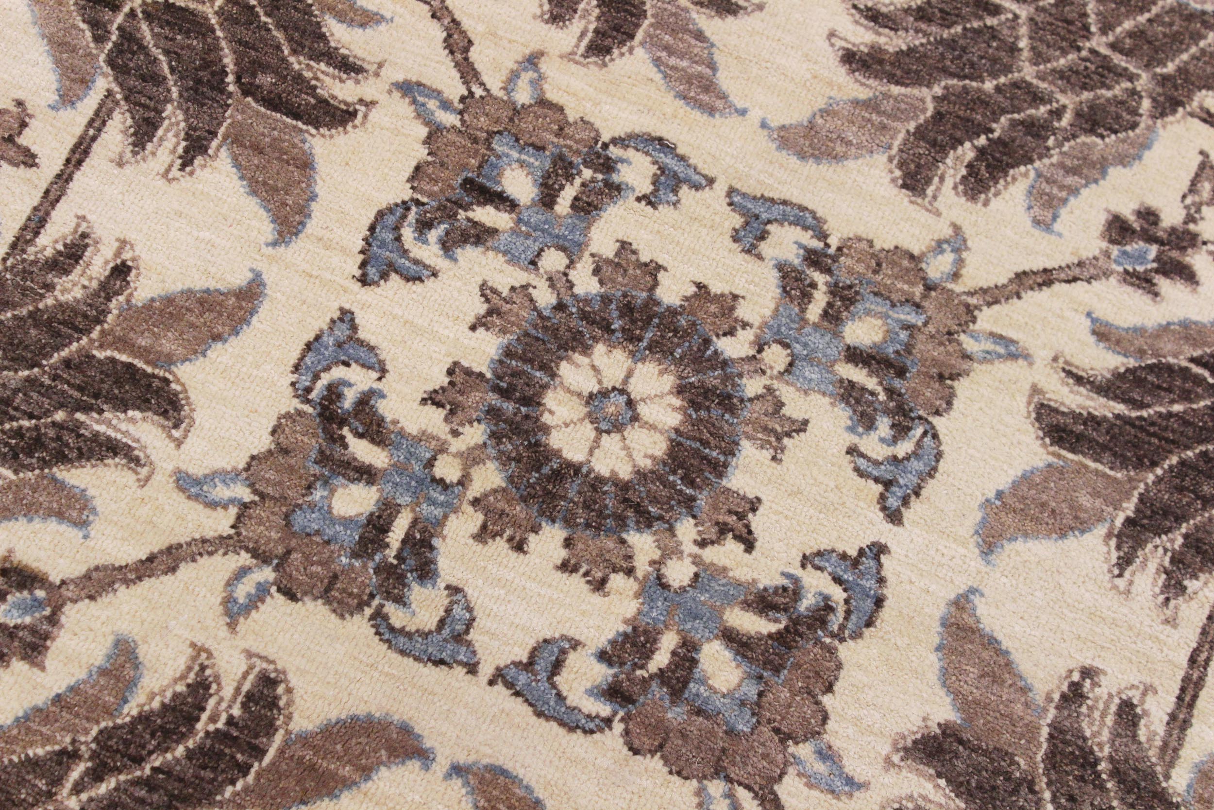 handmade Traditional Kafkaz Ivory Brown Hand Knotted ROUND 100% WOOL area rug 10' x 10'
