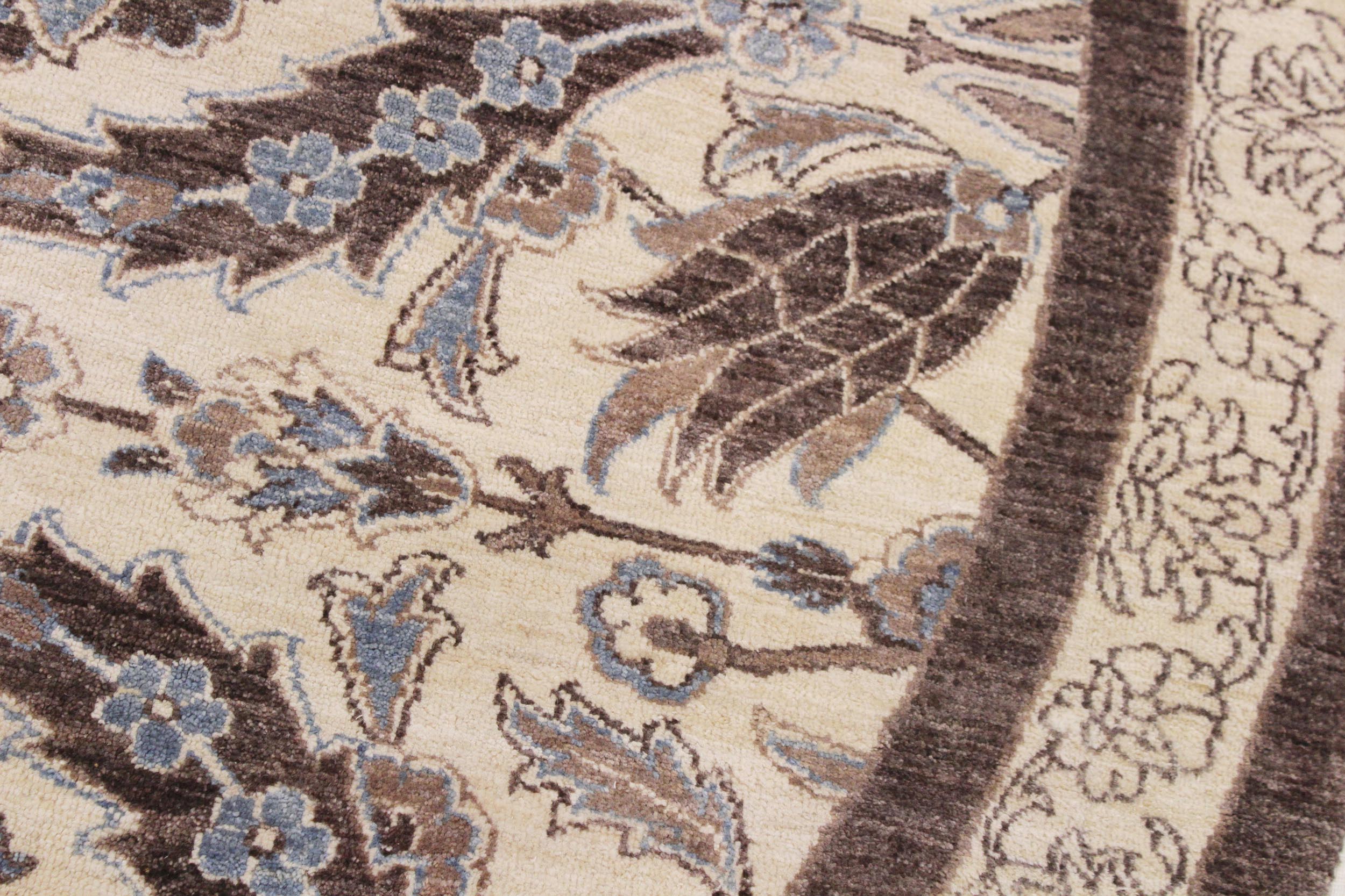 handmade Traditional Kafkaz Ivory Brown Hand Knotted ROUND 100% WOOL area rug 10' x 10'