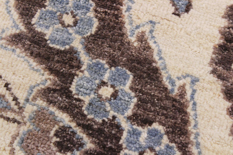 handmade Traditional Kafkaz Ivory Brown Hand Knotted ROUND 100% WOOL area rug 10' x 10'