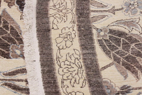 handmade Traditional Kafkaz Ivory Brown Hand Knotted ROUND 100% WOOL area rug 10' x 10'