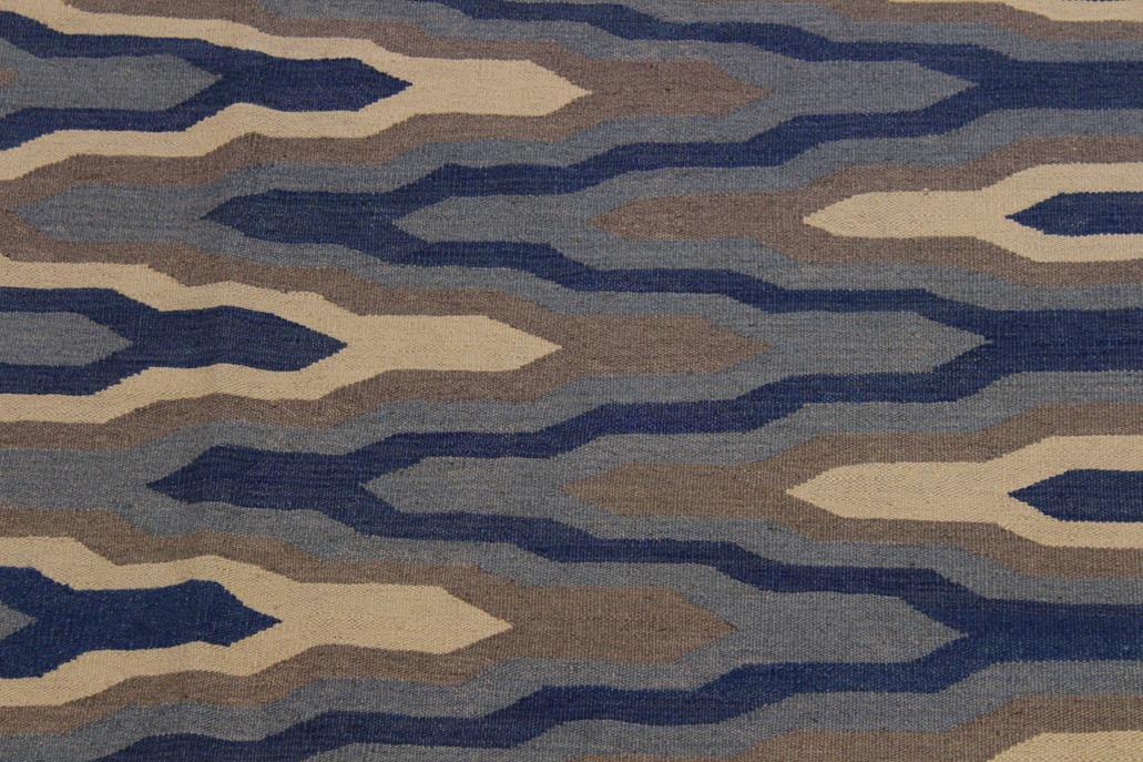 Flat Weave Kilim Antique Navaho Vintage handmade Modern Kilim Ivory Grey Hand-Woven Rectangle 100% Wool Area Rug 5x7 