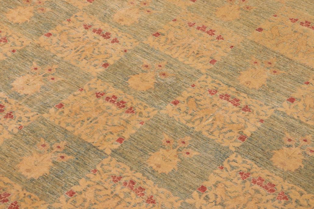 handmade Transitional Kafkaz Blue Beige Hand Knotted RECTANGLE 100% WOOL area rug 10 x 13