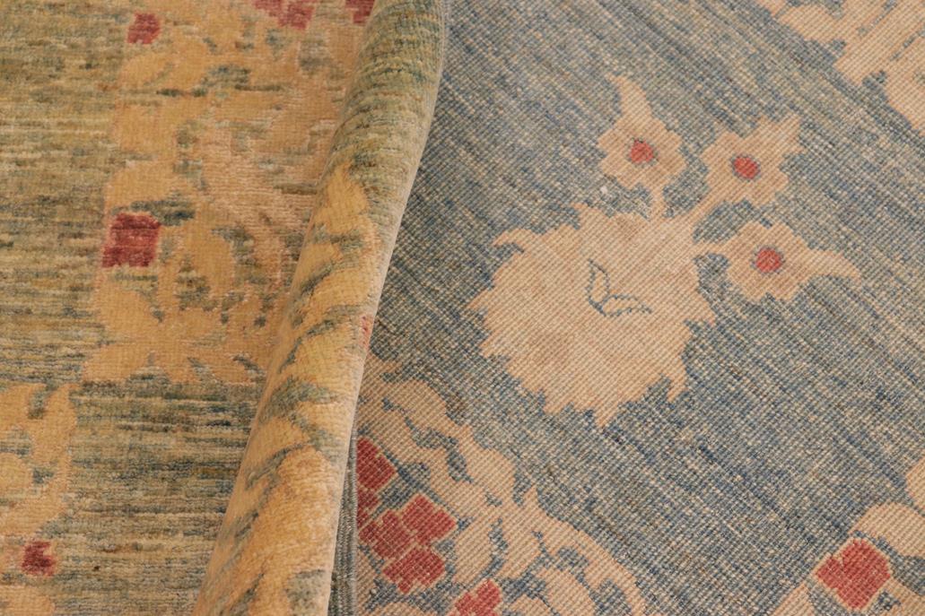 handmade Transitional Kafkaz Blue Beige Hand Knotted RECTANGLE 100% WOOL area rug 10 x 13