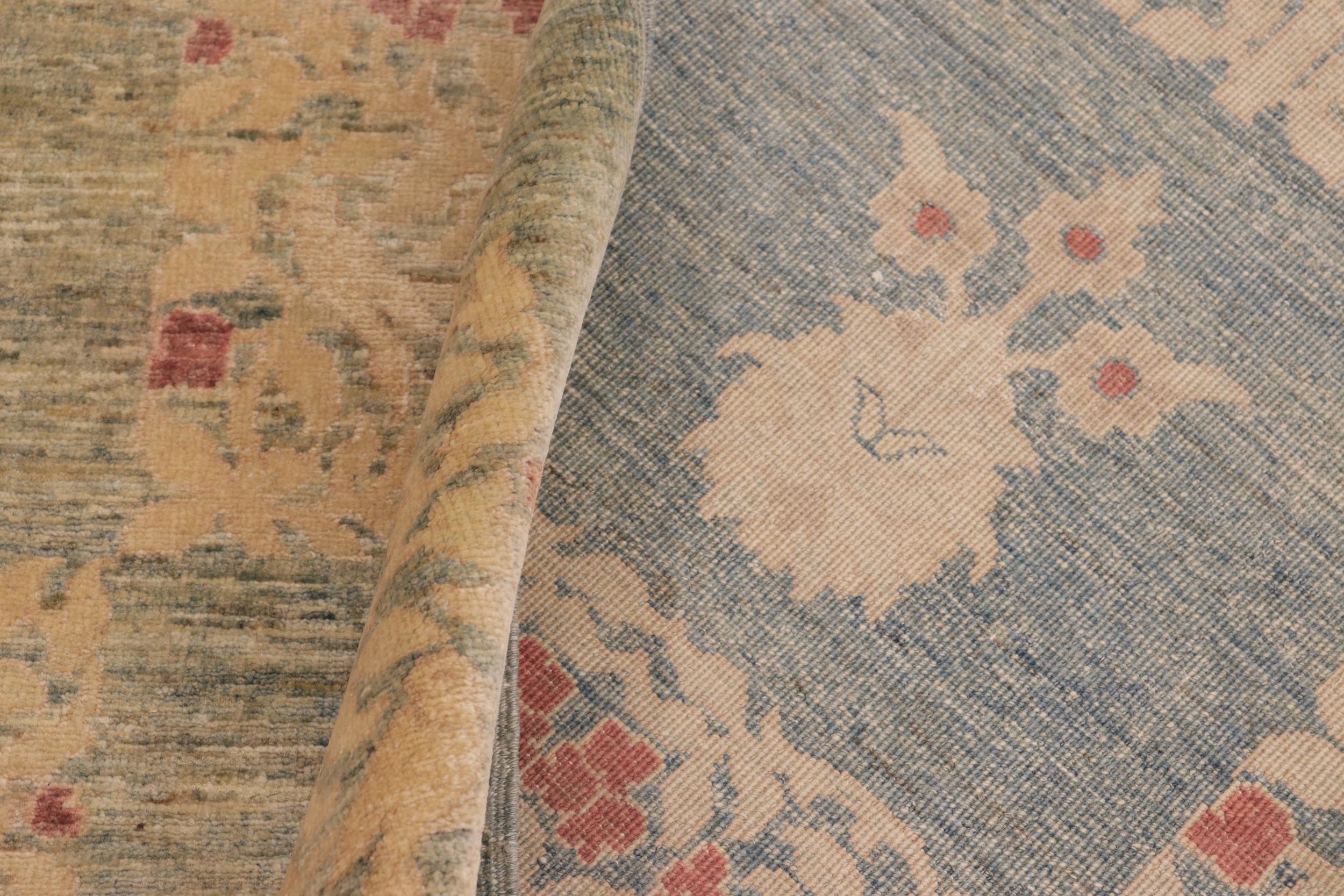 handmade Modern Kafkaz Blue Beige Hand Knotted RECTANGLE 100% WOOL area rug 10' x 13'