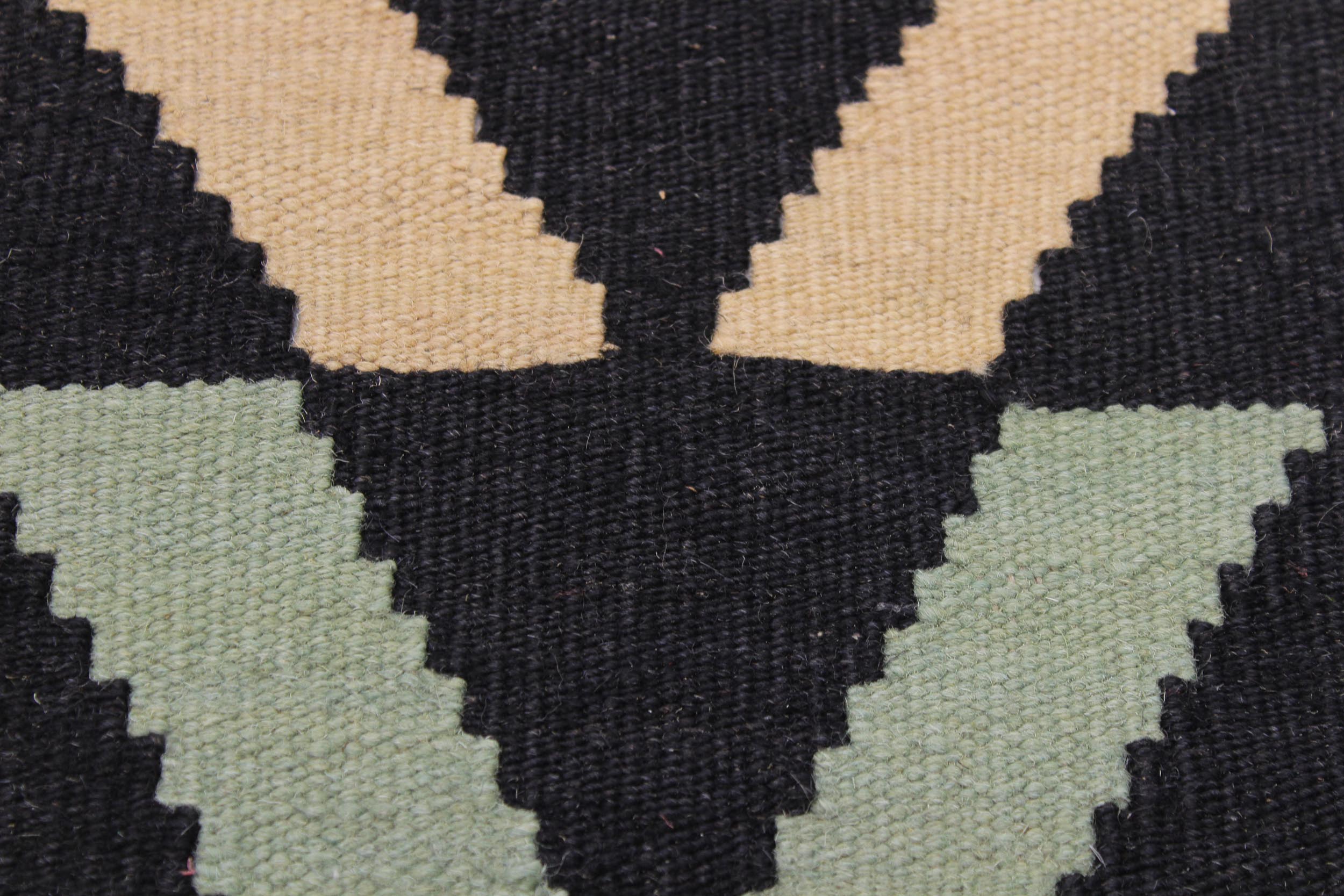 handmade Modern Kilim Black Blue Hand-Woven RECTANGLE 100% WOOL area rug 5x7