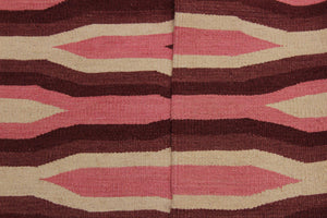 handmade Modern Kilim Ivory Pink Hand-Woven RECTANGLE 100% WOOL area rug 4x6
