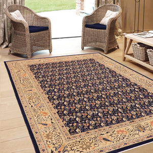 handmade Transitional Kafkaz Blue Gold Hand Knotted RECTANGLE 100% WOOL area rug 10' x 14'