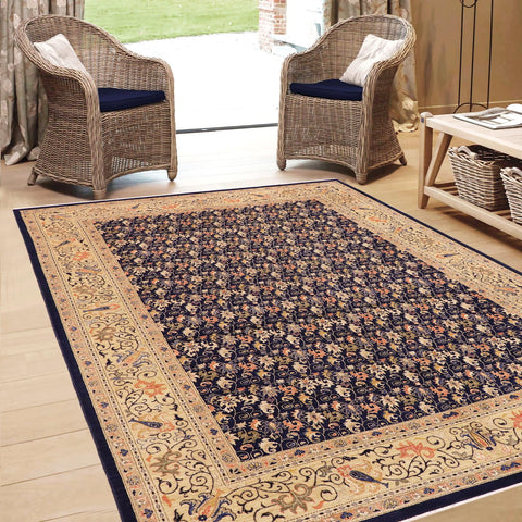 handmade Transitional Kafkaz Blue Gold Hand Knotted RECTANGLE 100% WOOL area rug 10' x 14'