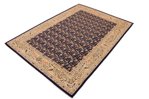 handmade Transitional Kafkaz Blue Gold Hand Knotted RECTANGLE 100% WOOL area rug 10' x 14'