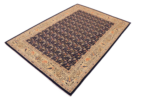 handmade Transitional Kafkaz Blue Gold Hand Knotted RECTANGLE 100% WOOL area rug 10' x 14'