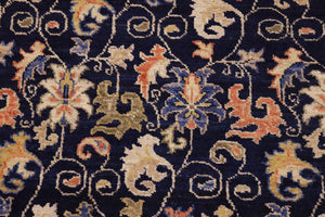 handmade Transitional Kafkaz Blue Gold Hand Knotted RECTANGLE 100% WOOL area rug 10' x 14'