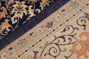 handmade Transitional Kafkaz Blue Gold Hand Knotted RECTANGLE 100% WOOL area rug 10' x 14'