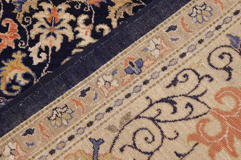handmade Transitional Kafkaz Blue Gold Hand Knotted RECTANGLE 100% WOOL area rug 10' x 14'