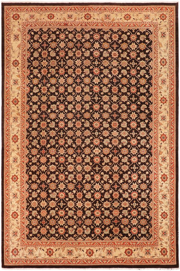 handmade Transitional Kafkaz Brown Beige Hand Knotted RECTANGLE 100% WOOL area rug 10 x 14