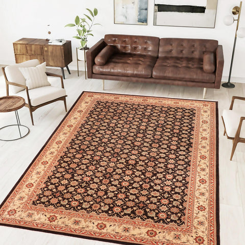 handmade Transitional Kafkaz Brown Beige Hand Knotted RECTANGLE 100% WOOL area rug 10' x 14'