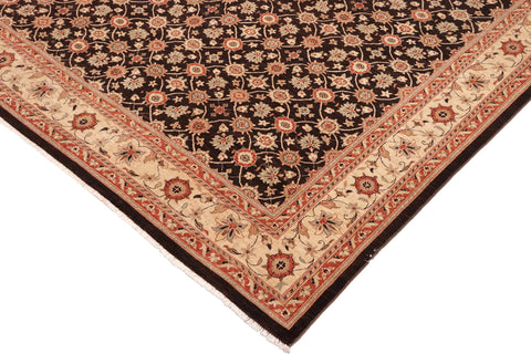 handmade Transitional Kafkaz Brown Beige Hand Knotted RECTANGLE 100% WOOL area rug 10' x 14'